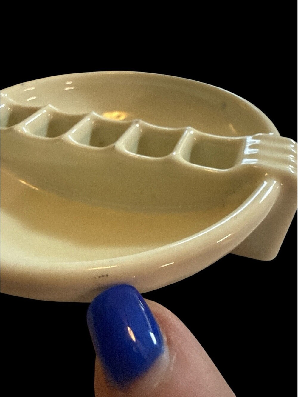 Art Deco Depression Ashtray Snuf A Rette Cream Color Ceramic  VTG 1930s USED - Picture 6 of 8